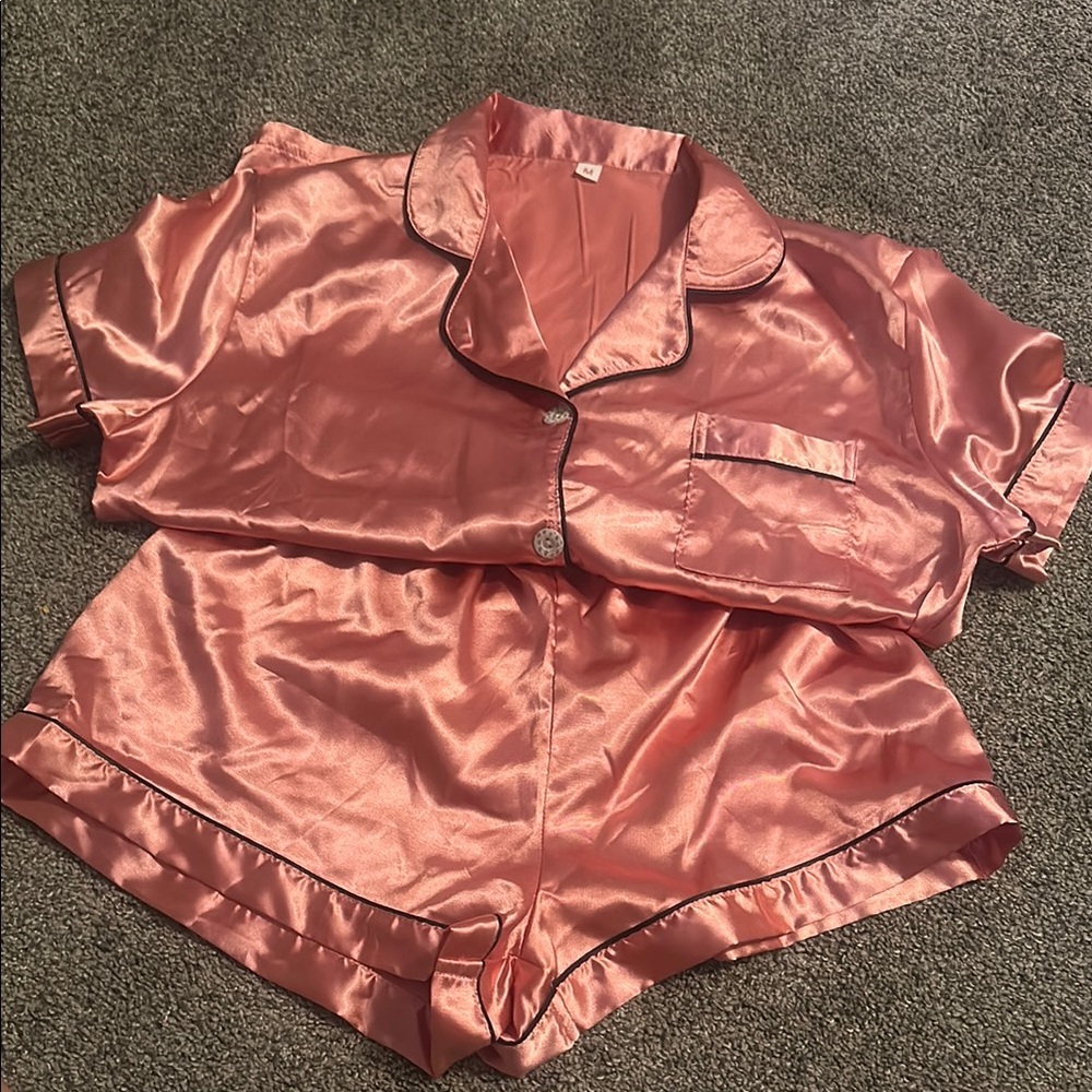 SHEIN Satin Pink, Green, and Blue Pajama Sets